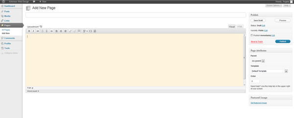 Adding a new page in WordPress